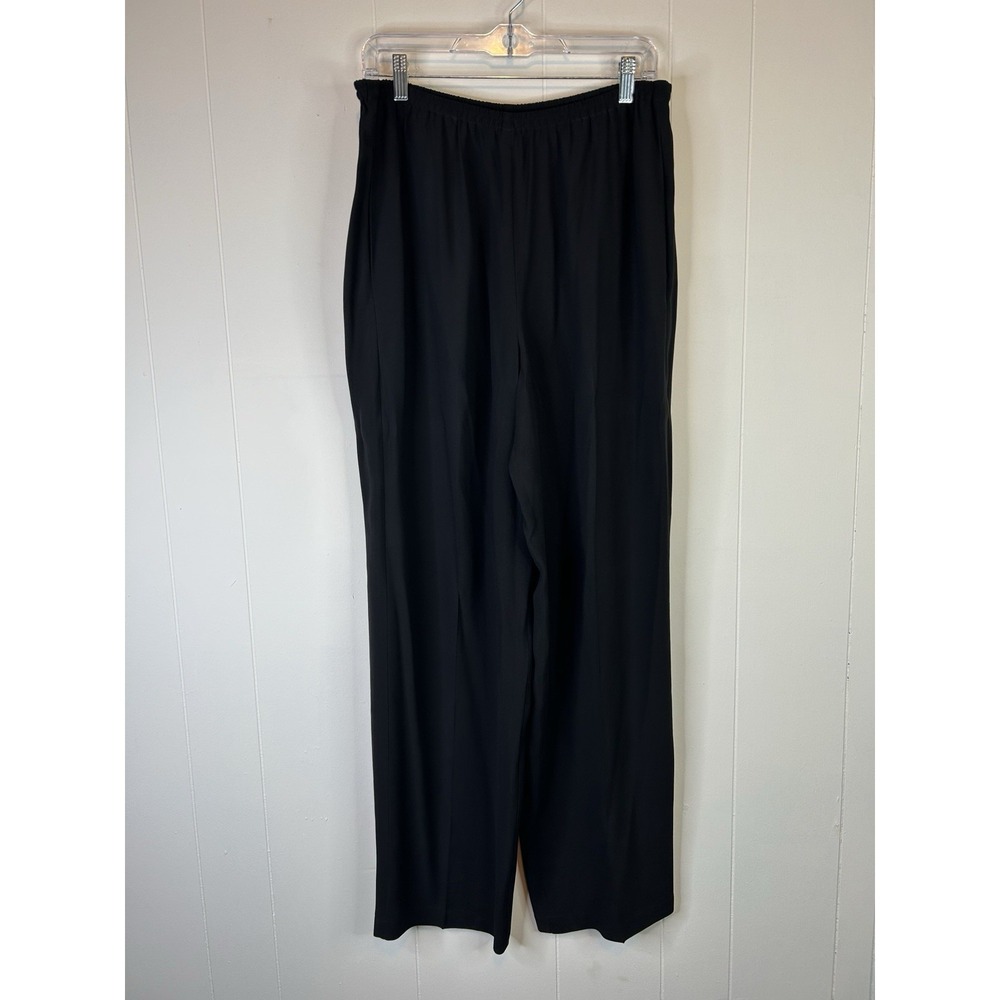 Eileen Fisher Pull On Straight Leg Pants Women's Sz M Black Quiet luxury 244